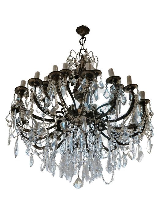 TWENTY FOUR LIGHT FLORAL IRON CHANDELIER