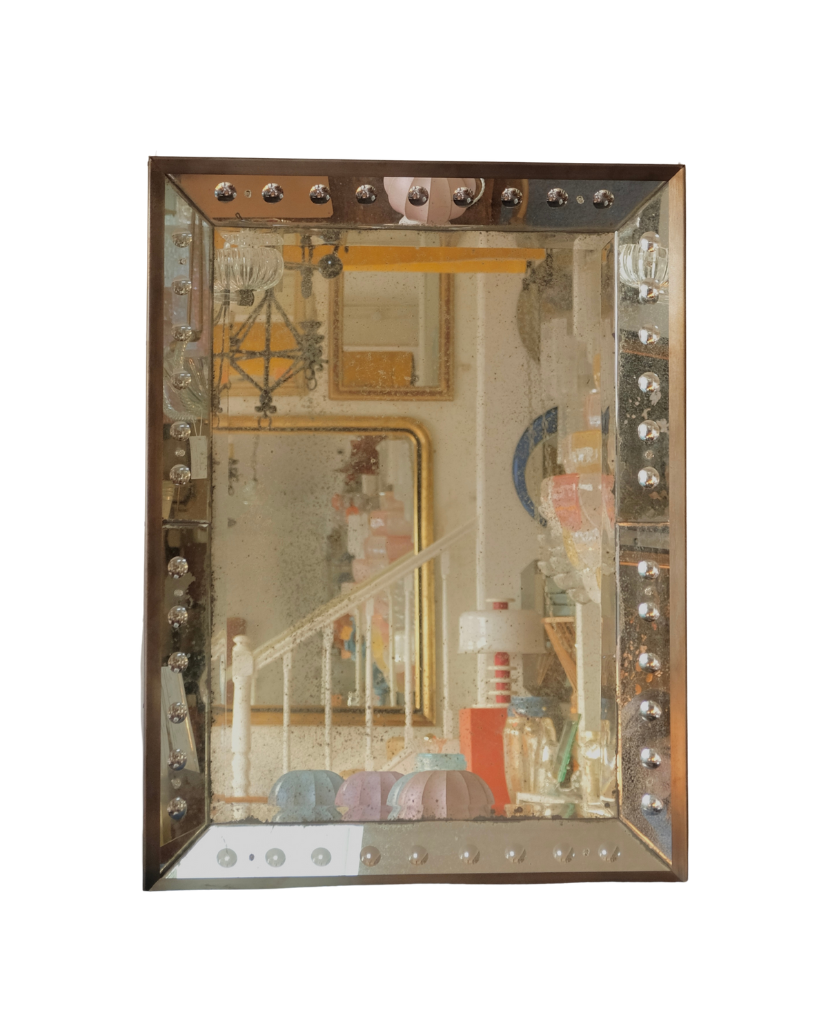 VENETIAN BUBBLE GLASS MIRROR w. METAL FRAME
