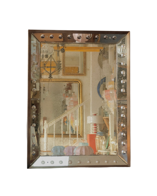 VENETIAN BUBBLE GLASS MIRROR w. METAL FRAME