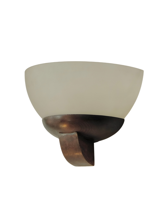 PAIR OF FROSTED GLASS ART DECO SCONCES w. TIMBER BASE