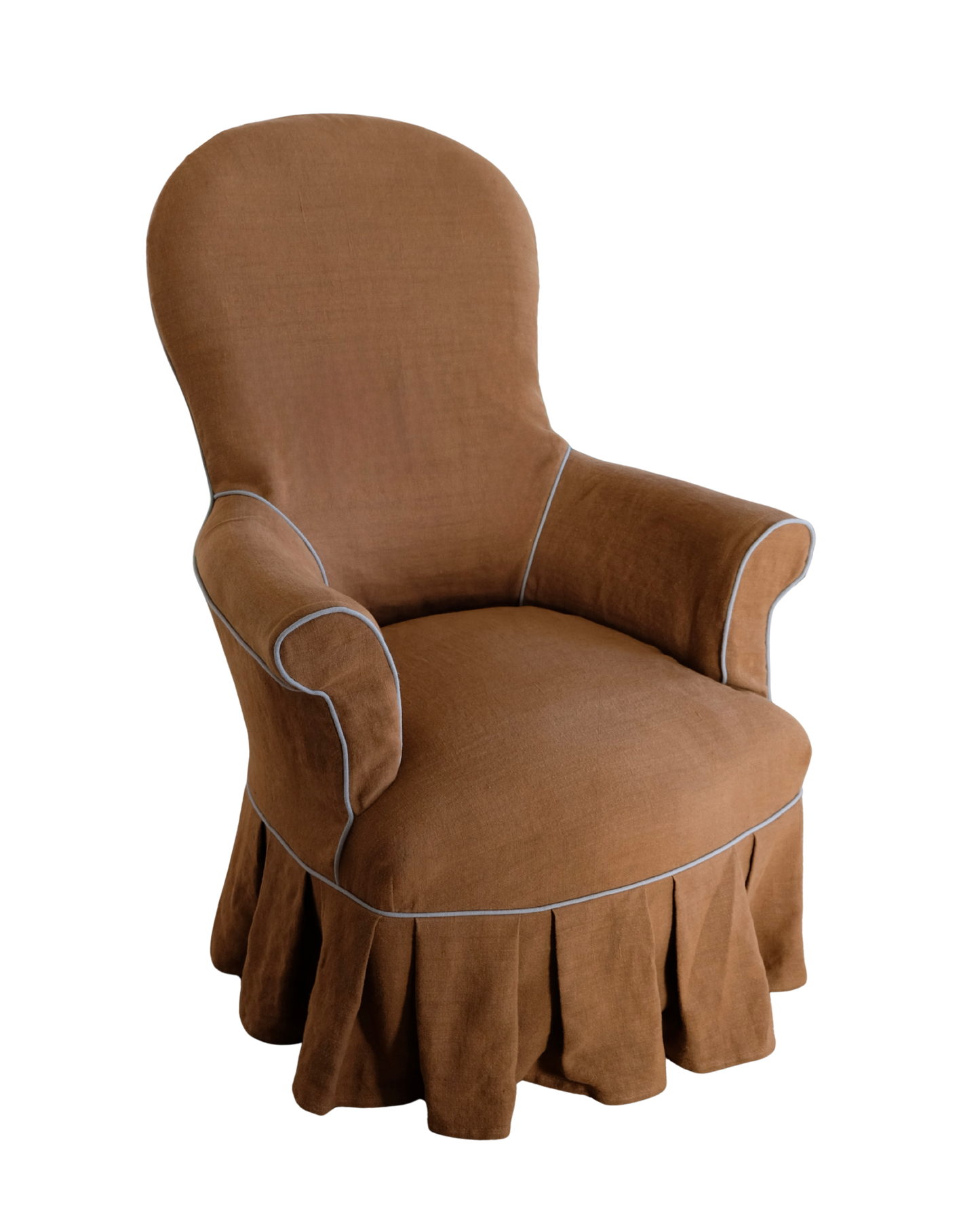 PAIR OF PLEATED BROWN LINEN CHAIRS