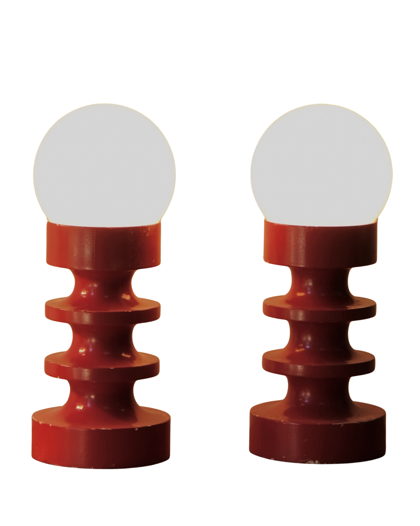 RED TURNED TABLE LAMPS