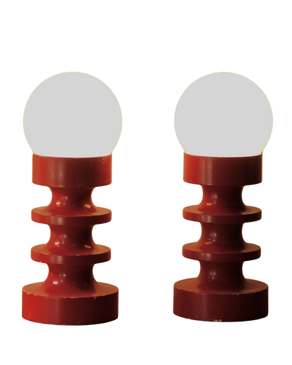 RED TURNED TABLE LAMPS
