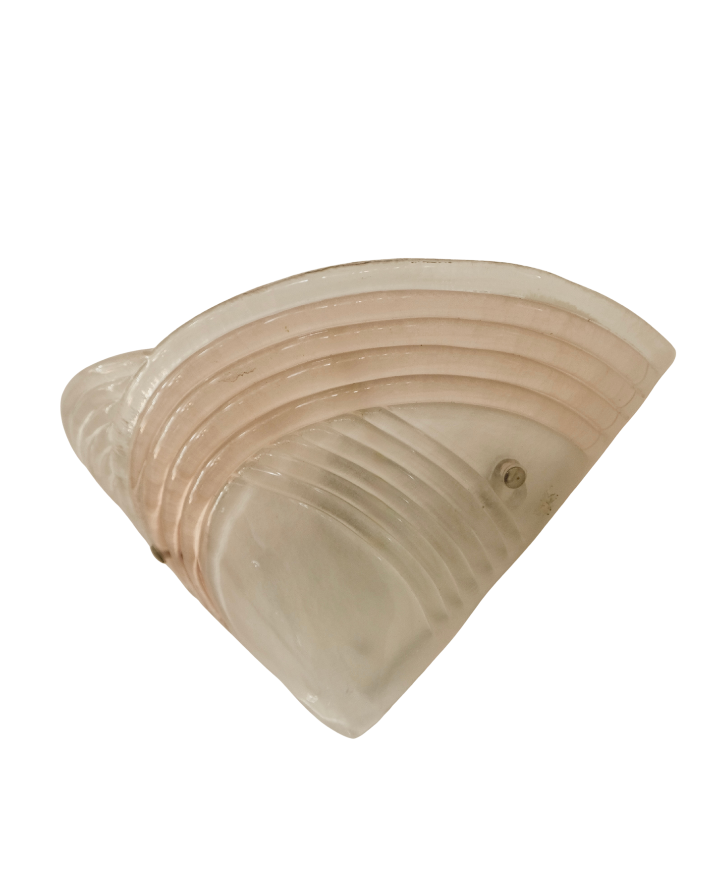 TRIO OF ART DECO MURANO GLASS SHELL SCONCES w. LIGHT PINK DETAIL