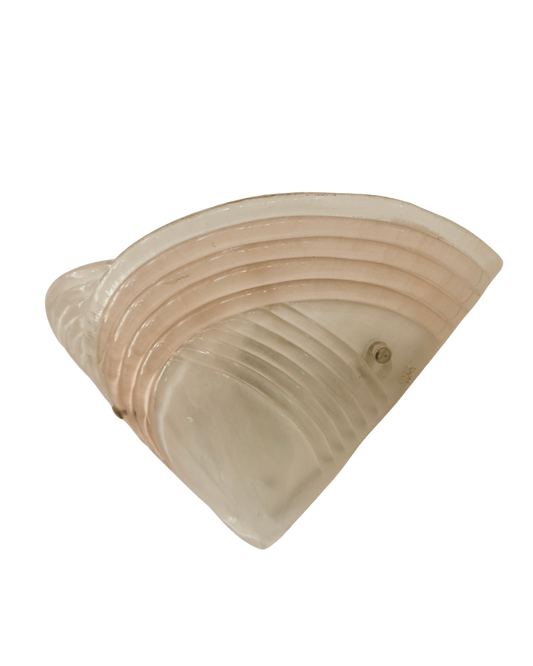 TRIO OF ART DECO MURANO GLASS SHELL SCONCES w. LIGHT PINK DETAIL