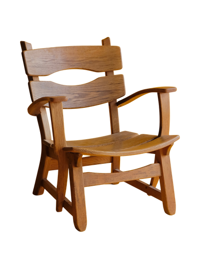 PAIR OF SCULPTURAL FRENCH OAK ARMCHAIRS