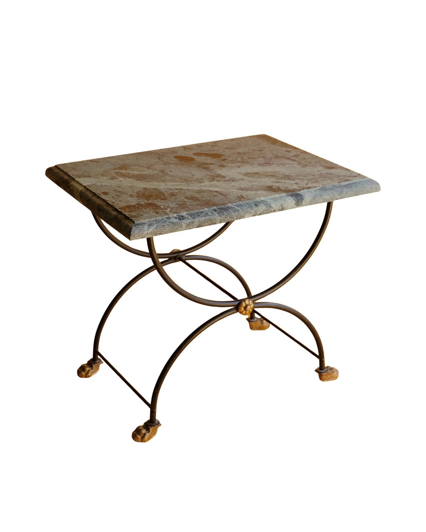 CURULE SIDE TABLE w. BEVELLED MARBLE TOP