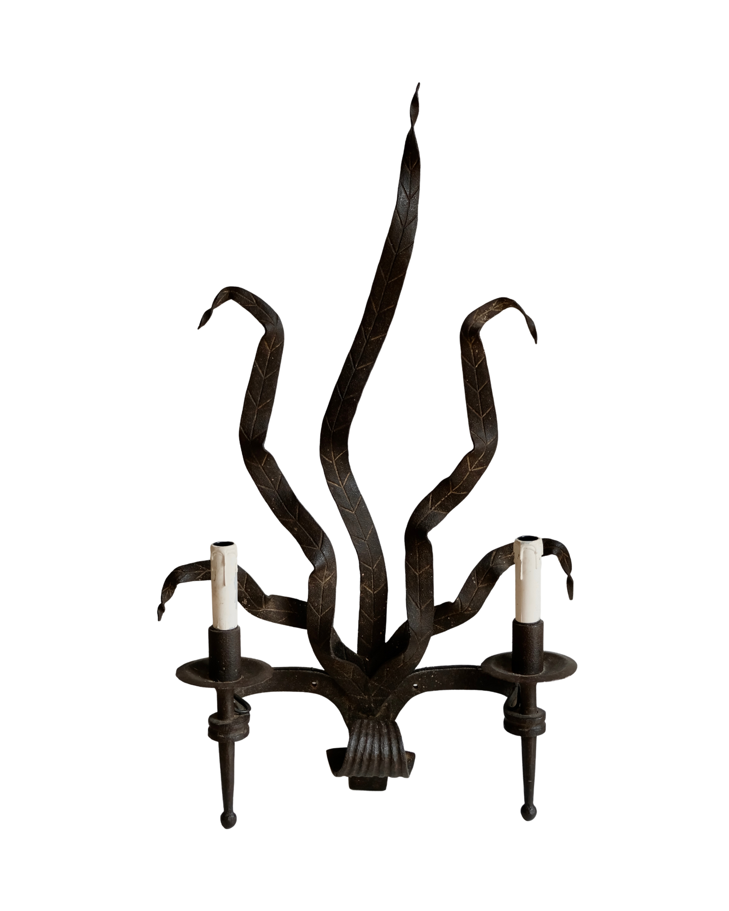 SINGLE WROUGHT IRON PALM LEAF SCONCE