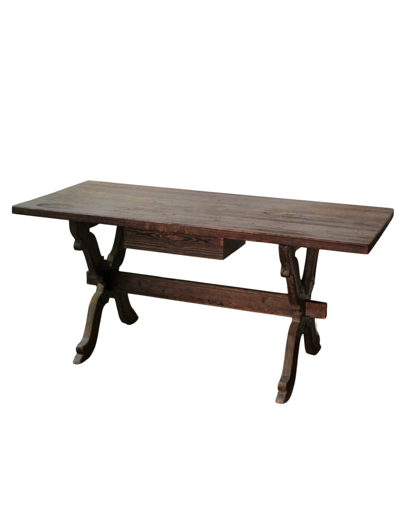 SPANISH WIRED BRUSH DESK w. SINGLE DRAWER STORAGE
