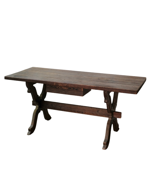 SPANISH WIRED BRUSH DESK w. SINGLE DRAWER STORAGE