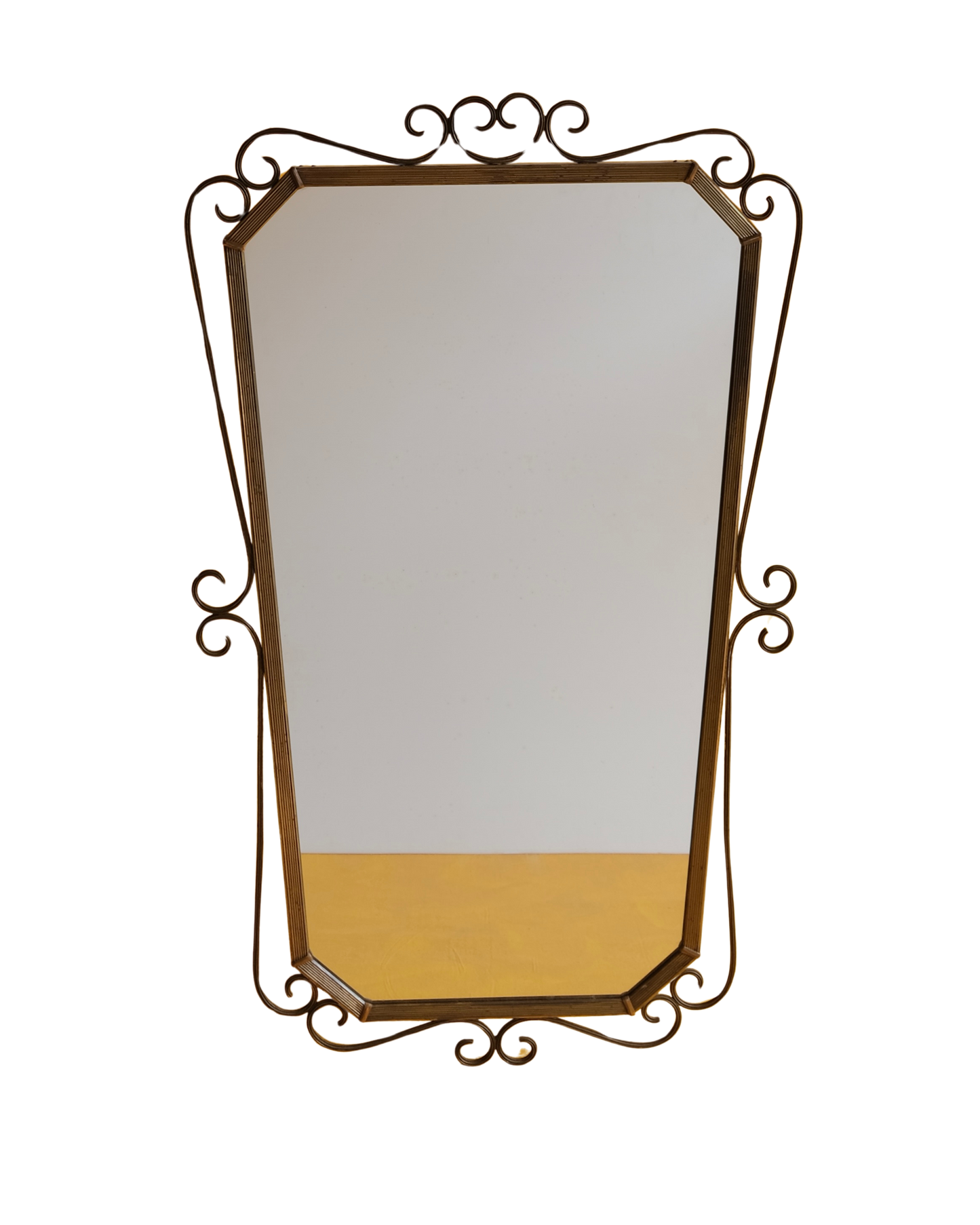 FRENCH CURLED WROUGHT IRON MIRROR