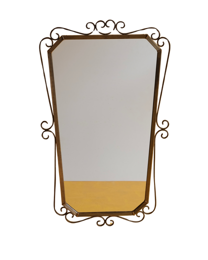 FRENCH CURLED WROUGHT IRON MIRROR