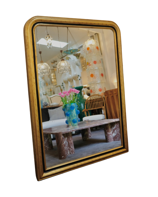 LOUIS PHILIPPE GILTWOOD CROSS MIRROR w. EBONIZED DETAIL