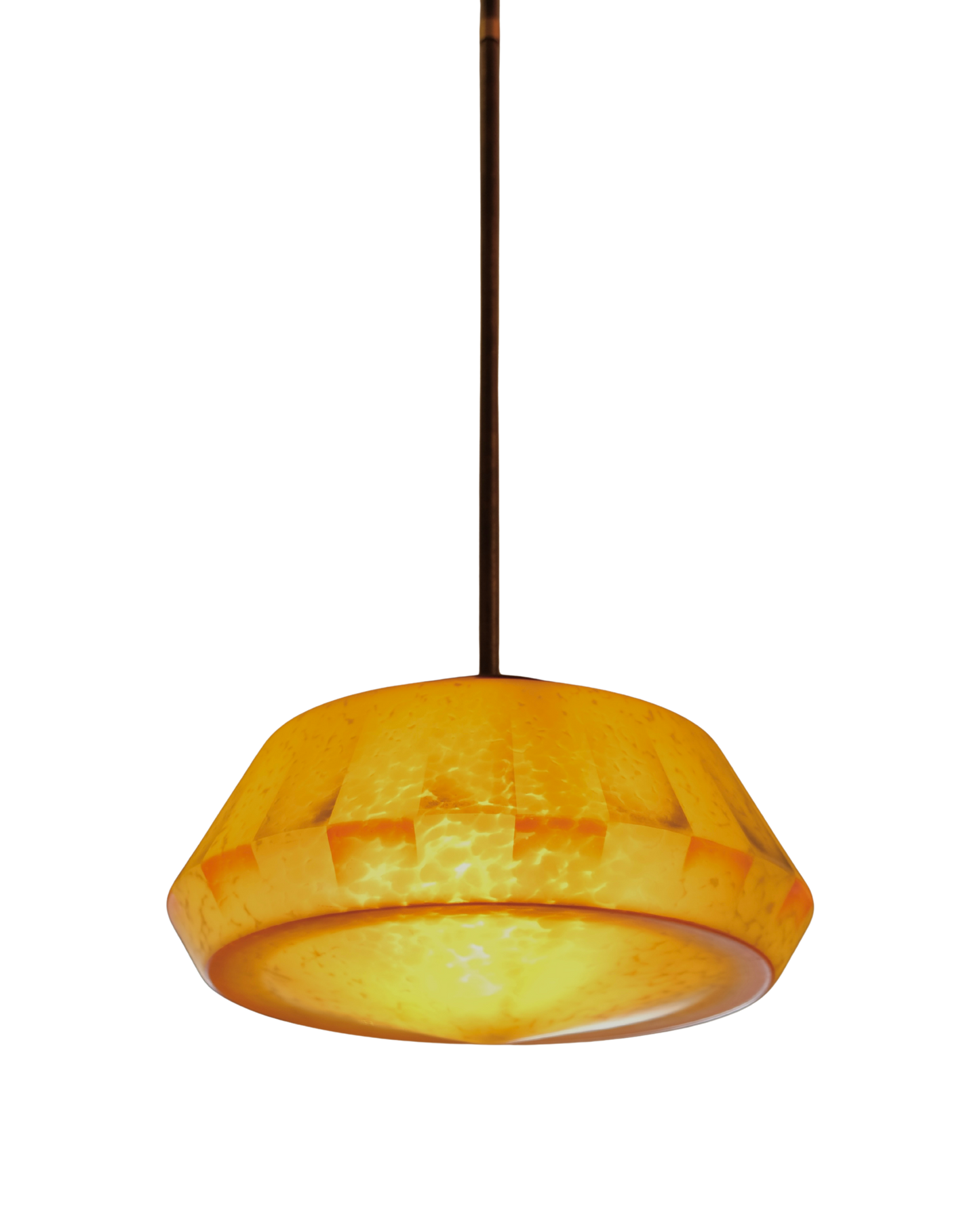 ART DECO MOTTLED AMBER GLASS PENDANT