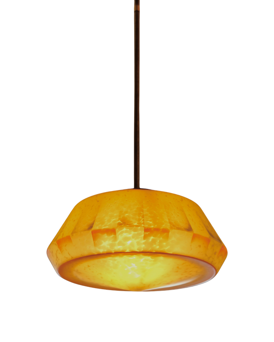 ART DECO MOTTLED AMBER GLASS PENDANT