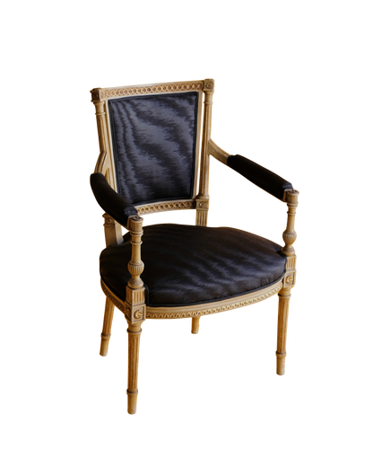 LOUIS XVI DINING CHAIRS w. MOIRE SILK
