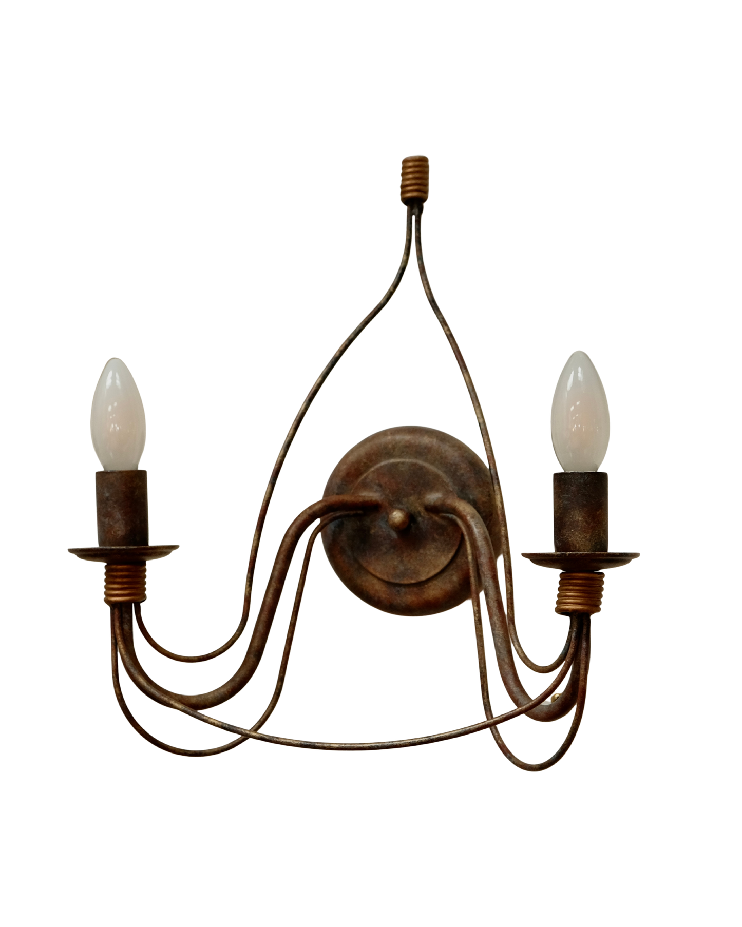 PAIR OF FRENCH HAND PAINTED BRONZE TWIN ARM SCONCES