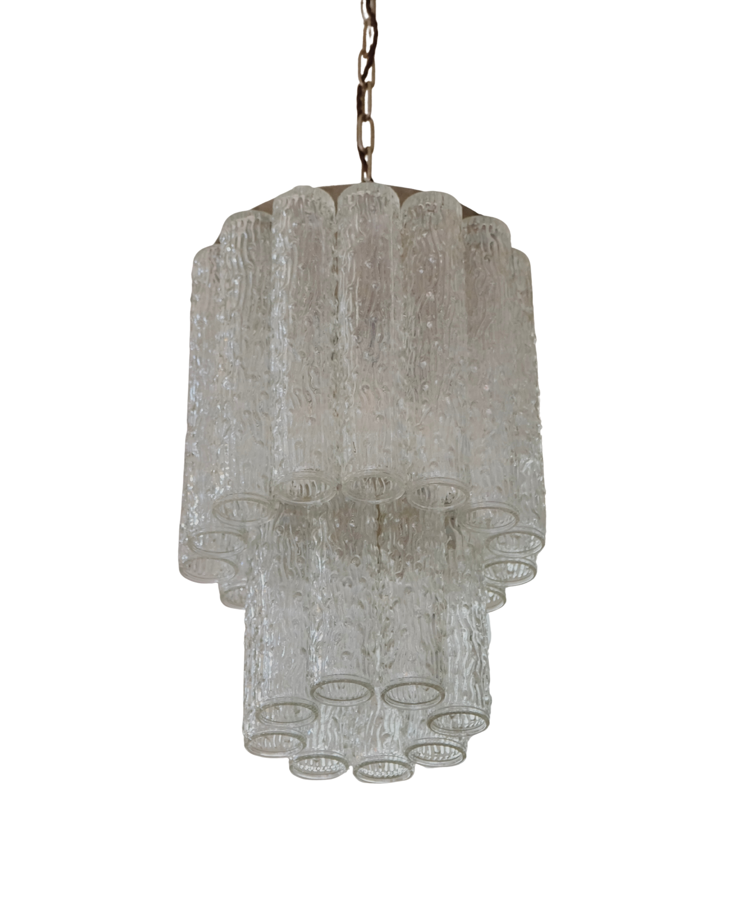 TWO TIER RIPPLED MURANO GLASS CHANDELIER