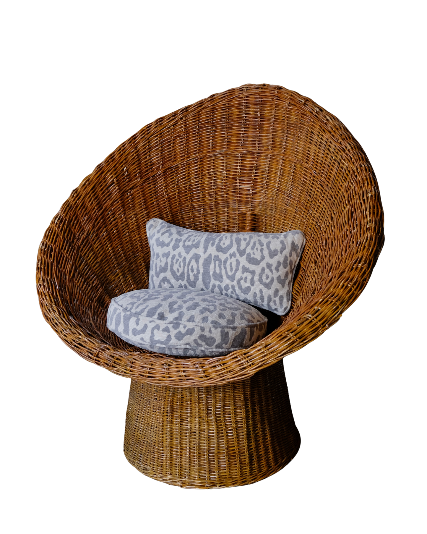 WOVEN CANE PEDESTAL CHAIR