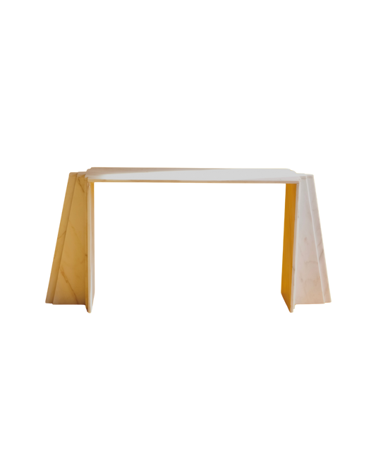 TIERED TRAVERTINE COLUMN CONSOLE