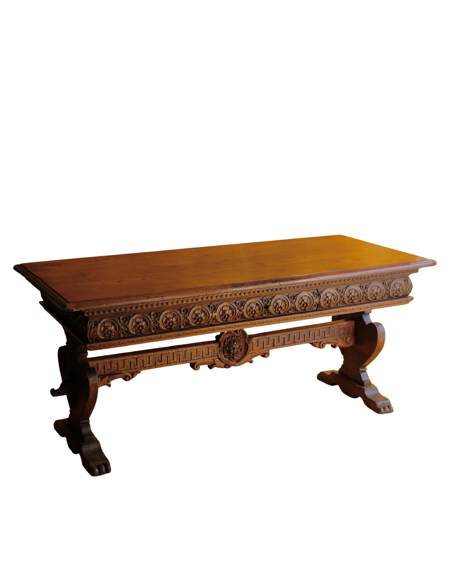 ILLUSTRATED FLORAL HAND CARVED FRENCH CONSOLE