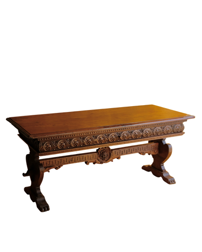 ILLUSTRATED FLORAL HAND CARVED FRENCH CONSOLE