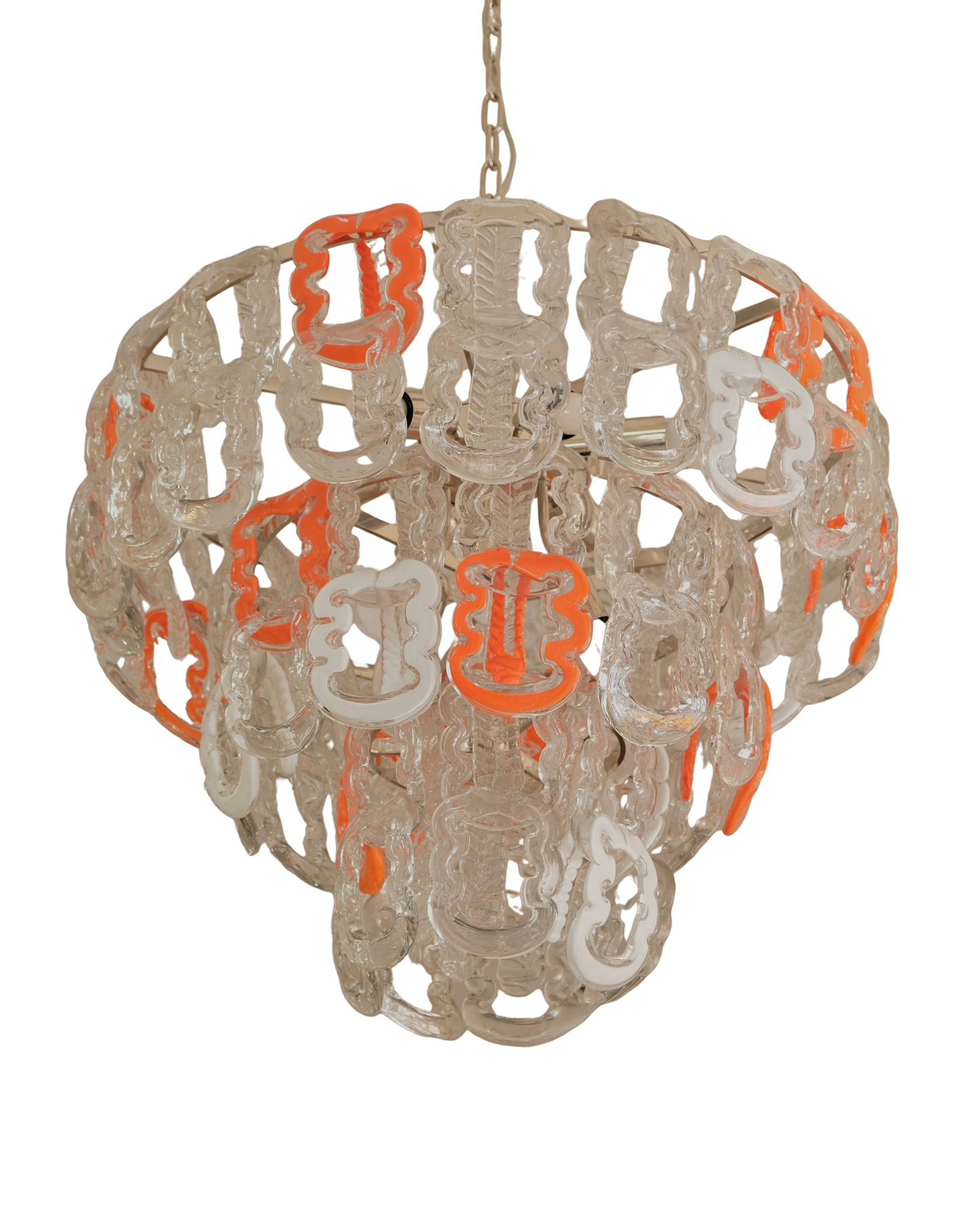 THREE TIERED MULTICOLOURED MURANO GLASS CHANDELIER