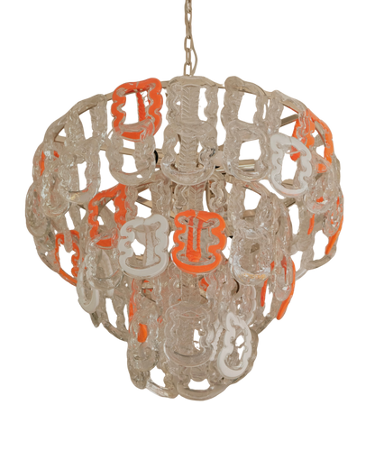 THREE TIERED MULTICOLOURED MURANO GLASS CHANDELIER