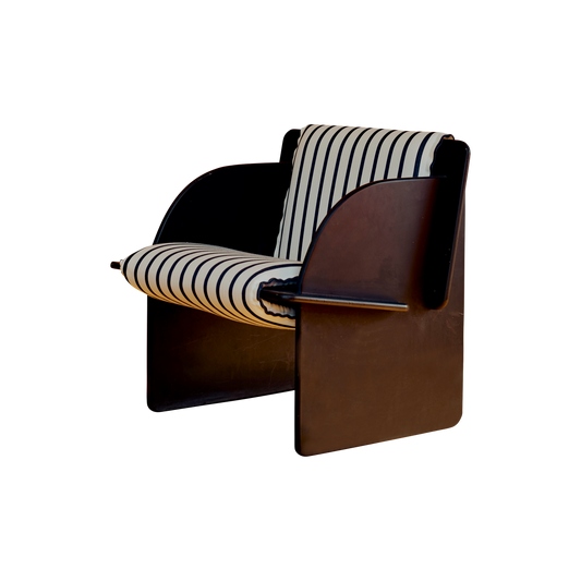 TRIO OF BLACK FOUR PANEL ARM CHAIRS